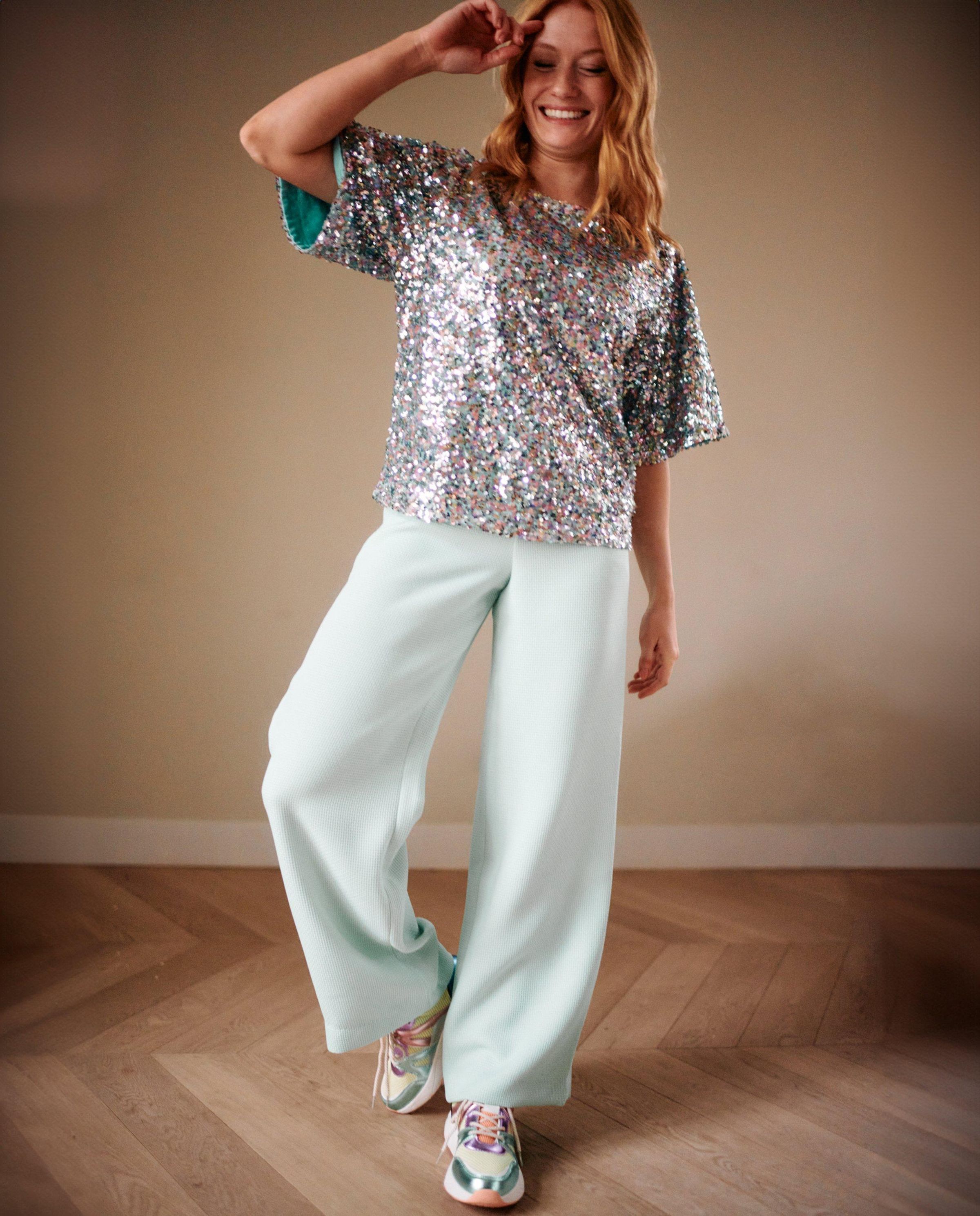 Lichtgroene broek, wide fit - Sora