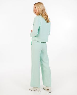 Broeken - Lichtgroene broek, wide fit