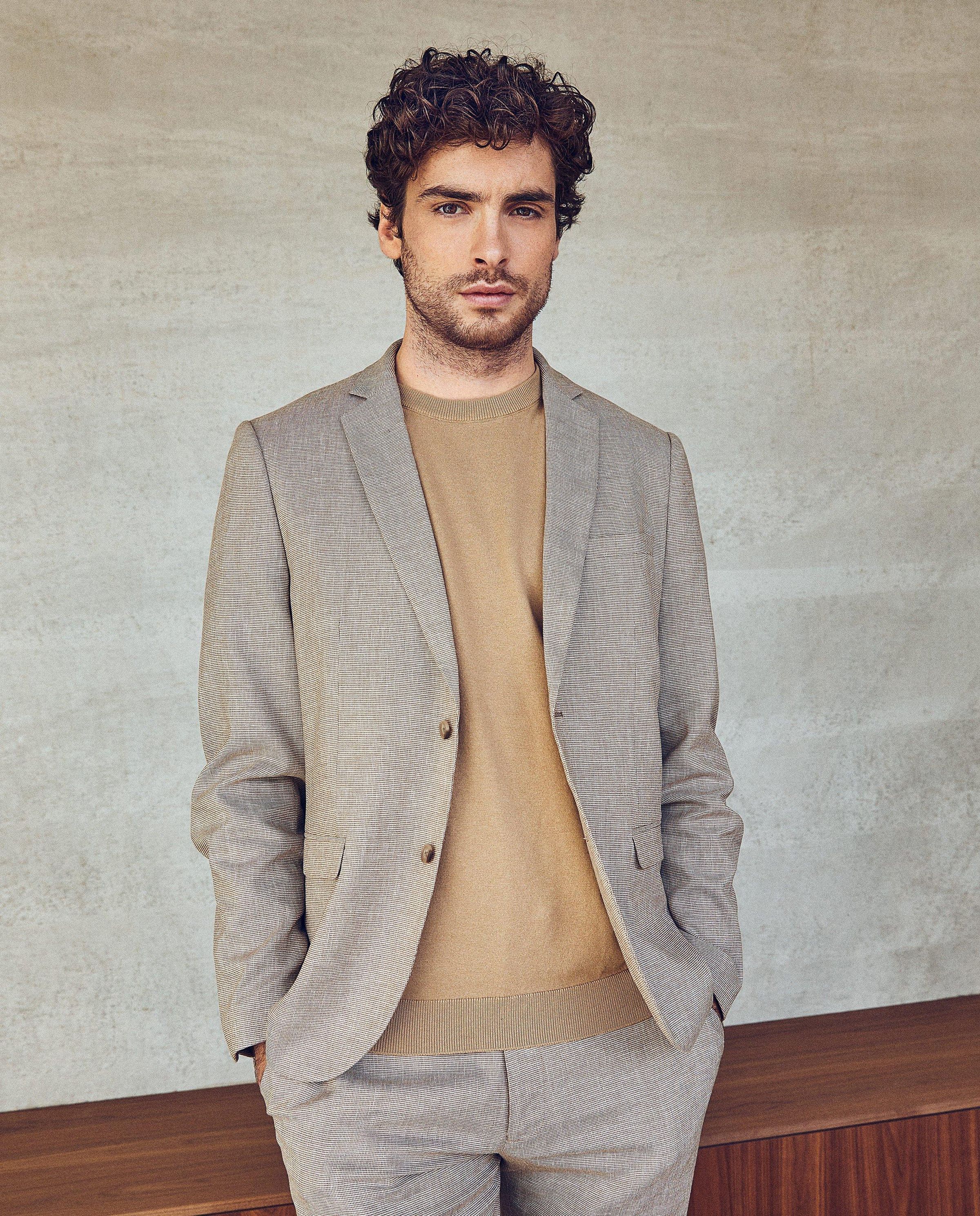 Beige kostuumvest, slim fit - Iveo