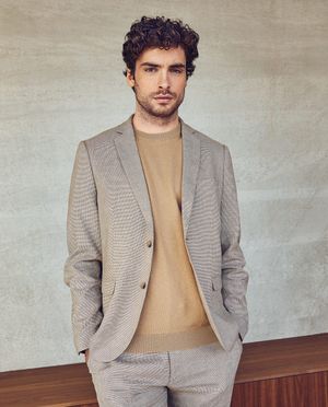 Beige kostuumvest, slim fit - Iveo