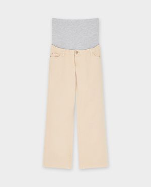 Broeken - Beige zwangerschapsbroek, wide fit