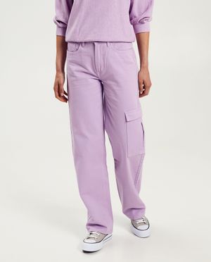 Broeken - Lila broek, cargo fit