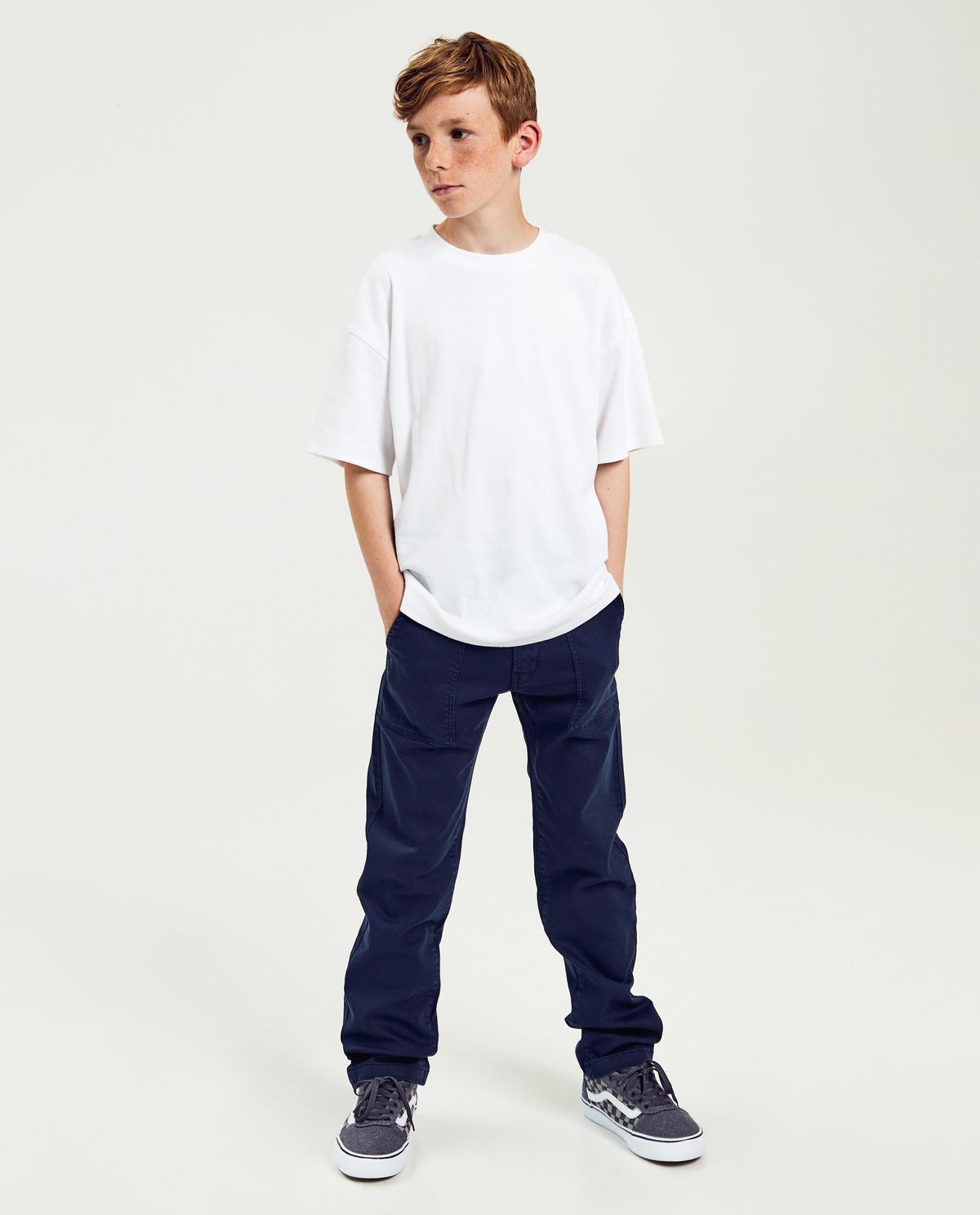 Donkerblauwe broek, straight fit, 7-14 jaar