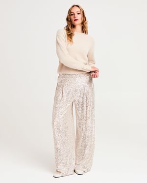 Broeken - Broek met pailletten, wide leg fit