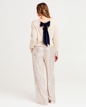 Broeken - Broek met pailletten, wide leg fit