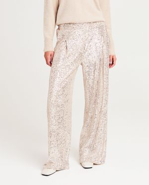 Broeken - Broek met pailletten, wide leg fit