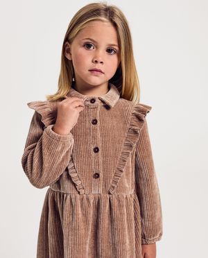 Robes - Robe en velours c&ocirc;tel&eacute;
