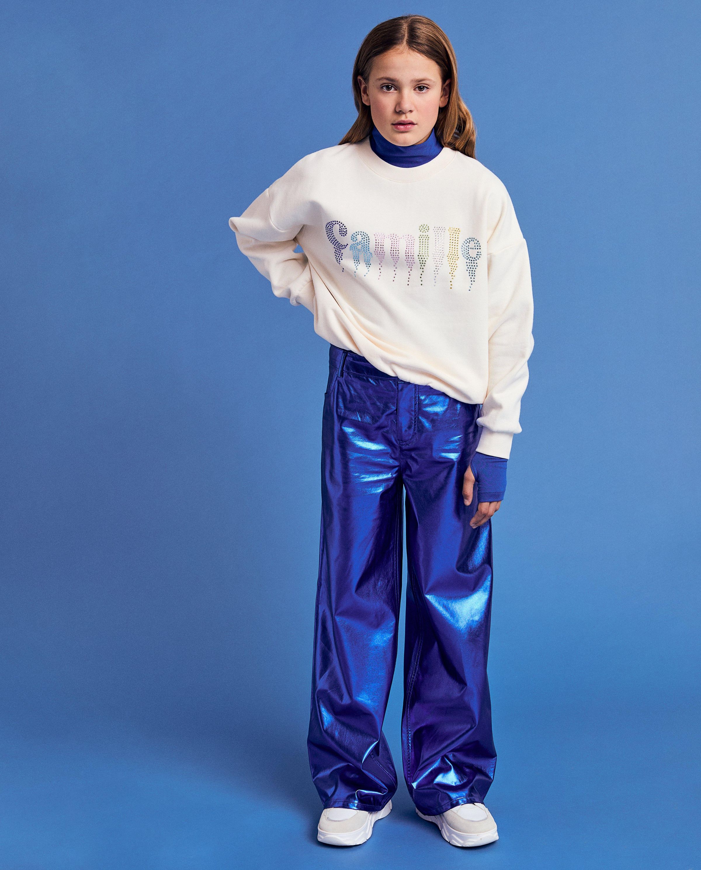 Pantalon m&eacute;tallis&eacute;, straight fit, 6-14&nbsp;ans - CAMILLE x JBC