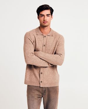 Cardigan - Bruine cardigan, heren