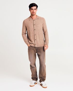 Cardigan - Bruine cardigan, heren