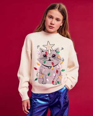 Kersttrui met print Moustache, 4-14 jaar - CAMILLE x JBC