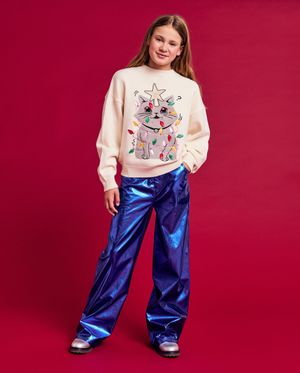 Truien - Kersttrui met print Moustache, 4-14 jaar