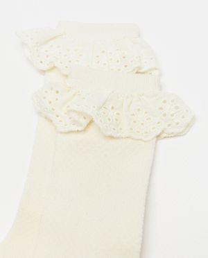 Chaussettes - Mi-bas avec de la broderie anglaise, b&eacute;b&eacute;s