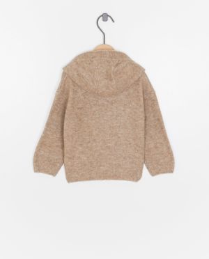 Pulls - Pull brun &agrave; capuchon, b&eacute;b&eacute;s