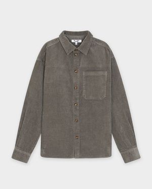 Chemises - Surchemise gris fonc&eacute; en velours c&ocirc;tel&eacute;