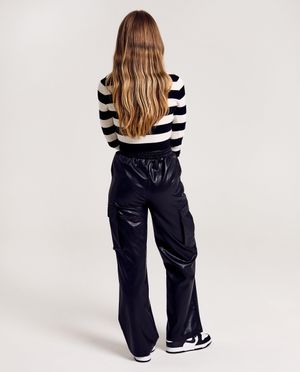 Pantalons - Pantalon en similicuir, straight fit
