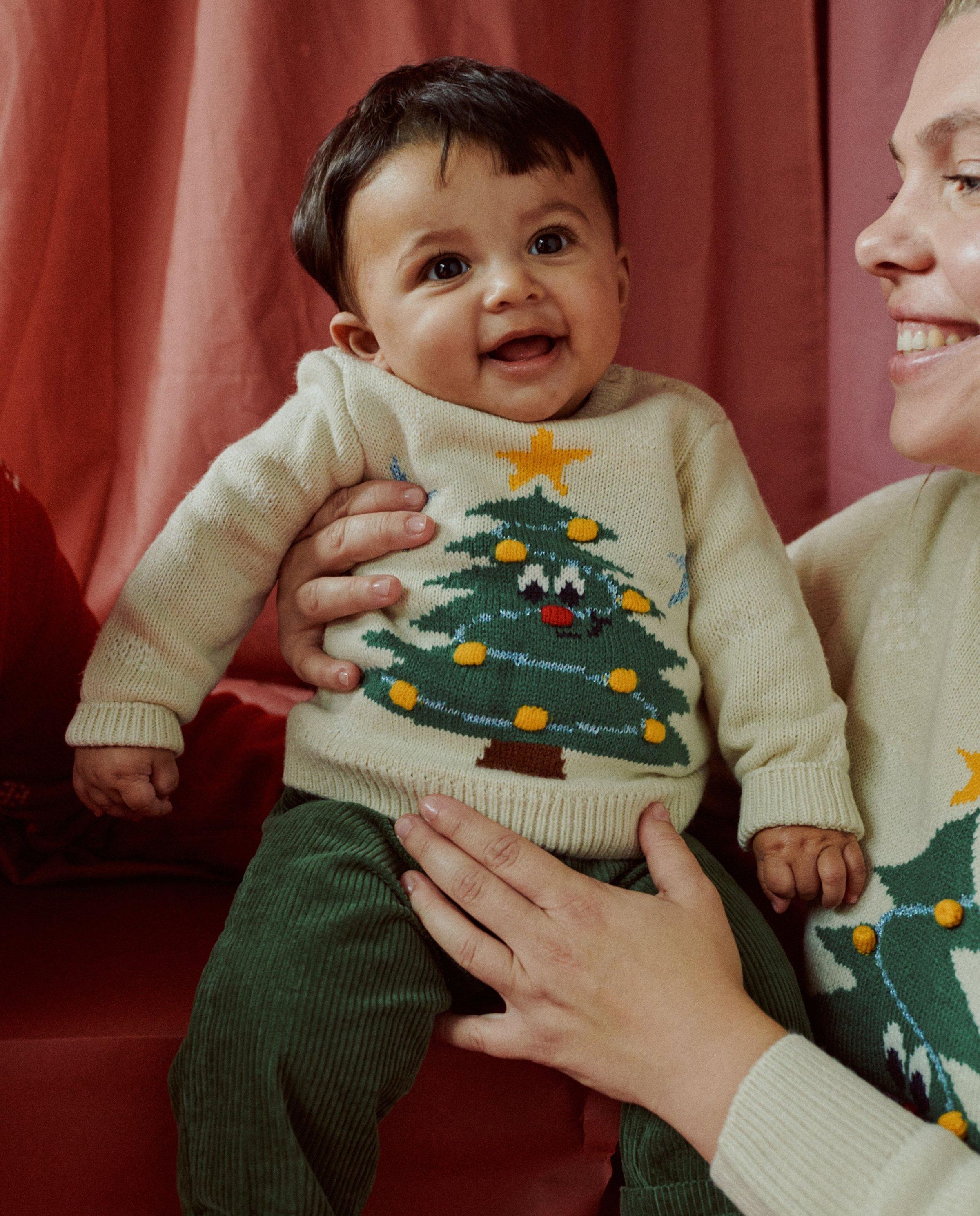 Trui met print en pompons, baby - Familystories