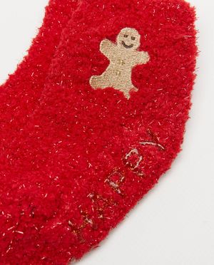 Chaussettes - Chaussettes de No&euml;l duveteuses avec antid&eacute;rapants, pointure 16-24