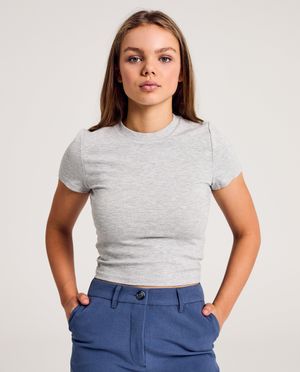 Grijs T-shirt, cropped fit - Groggy