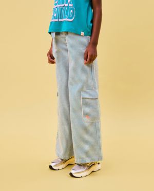 Broeken - Broek met strepen, wide leg fit
