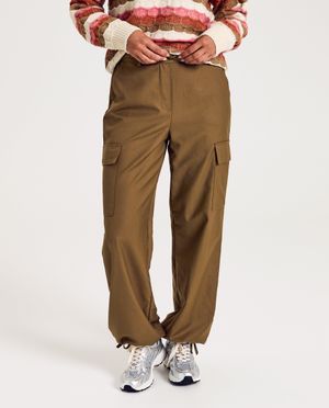 Broeken - Bruine broek, wide leg fit