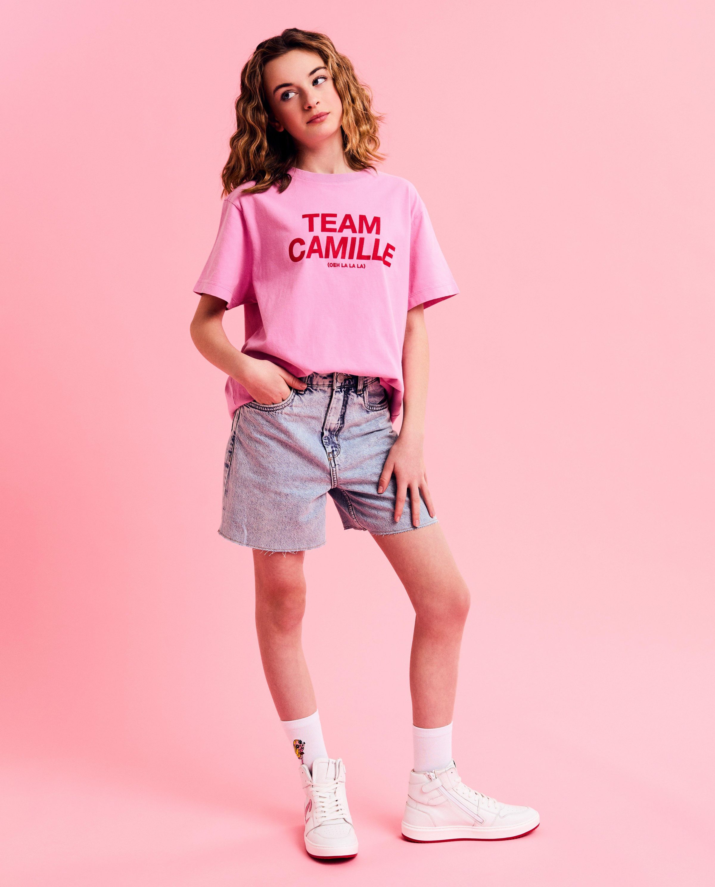 Jeansshort met rafels, wide fit, 6-14 jaar - CAMILLE x JBC