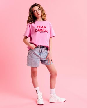 Jeansshort met rafels, wide fit, 6-14 jaar - CAMILLE x JBC