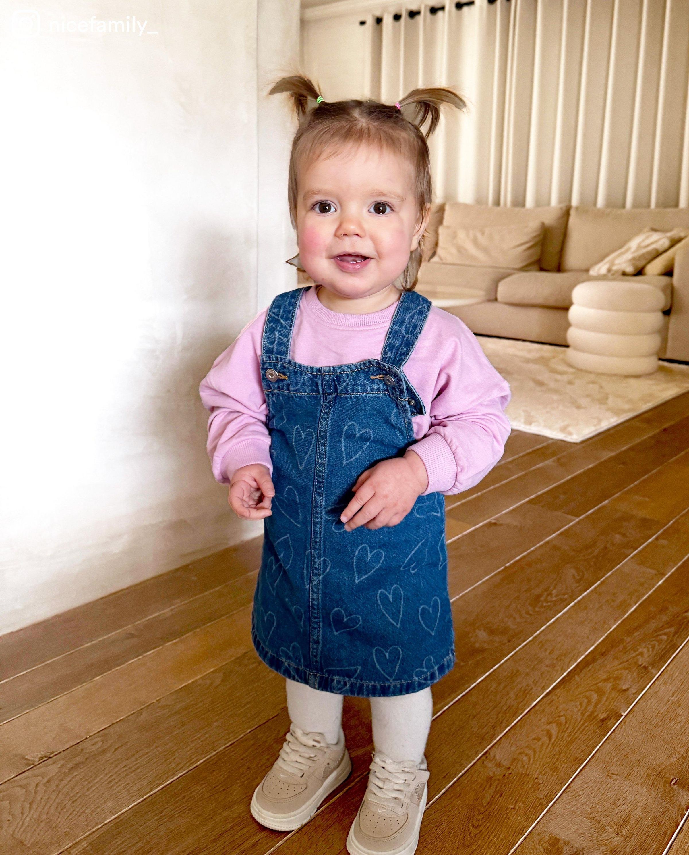 Salopettejurk van jeans met hartjesprint - Cuddles and Smiles