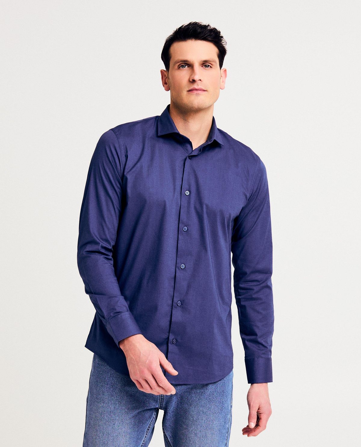 Blauw hemd, slim fit