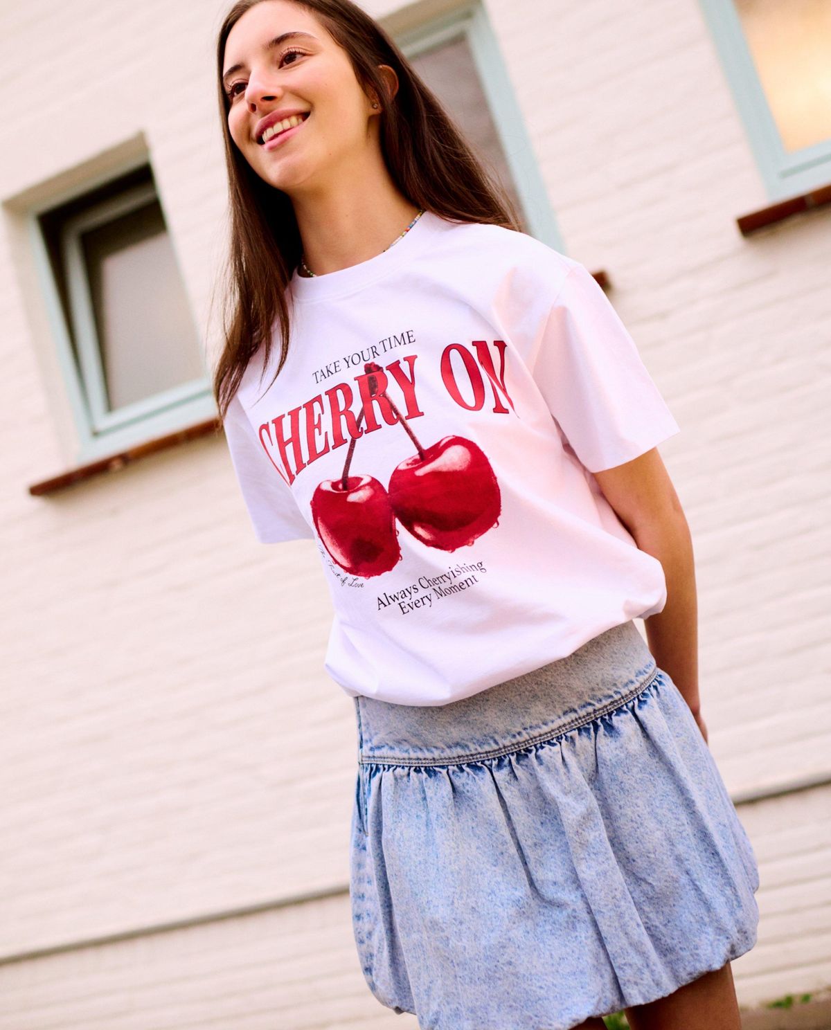 Blauwe jeansrok, balloon fit