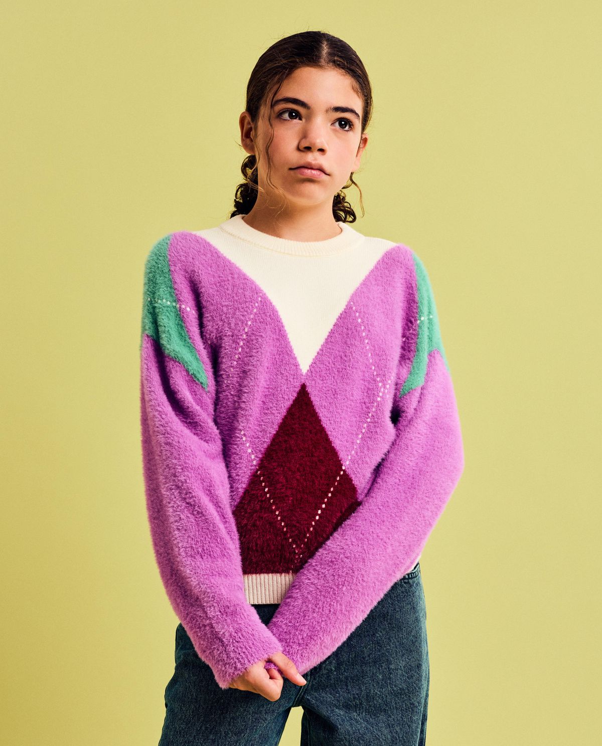 Trui met ruiten, oversized fit
