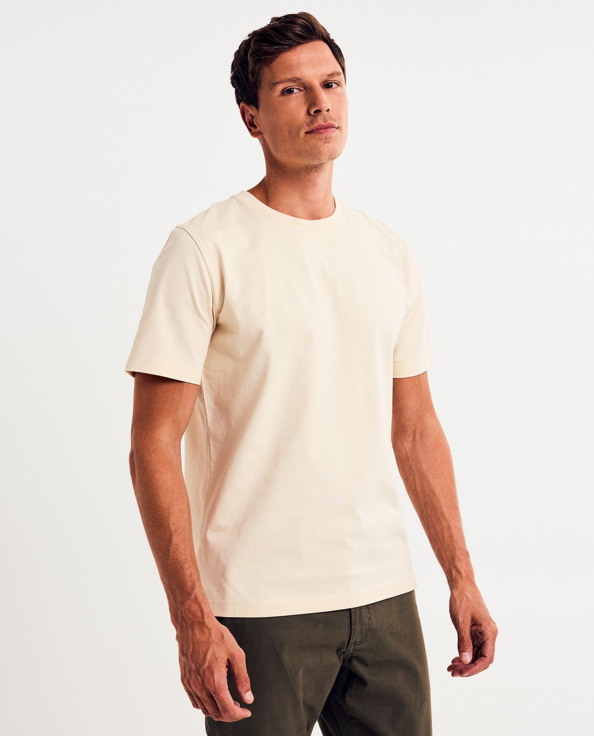 Beige T-shirt, regular fit