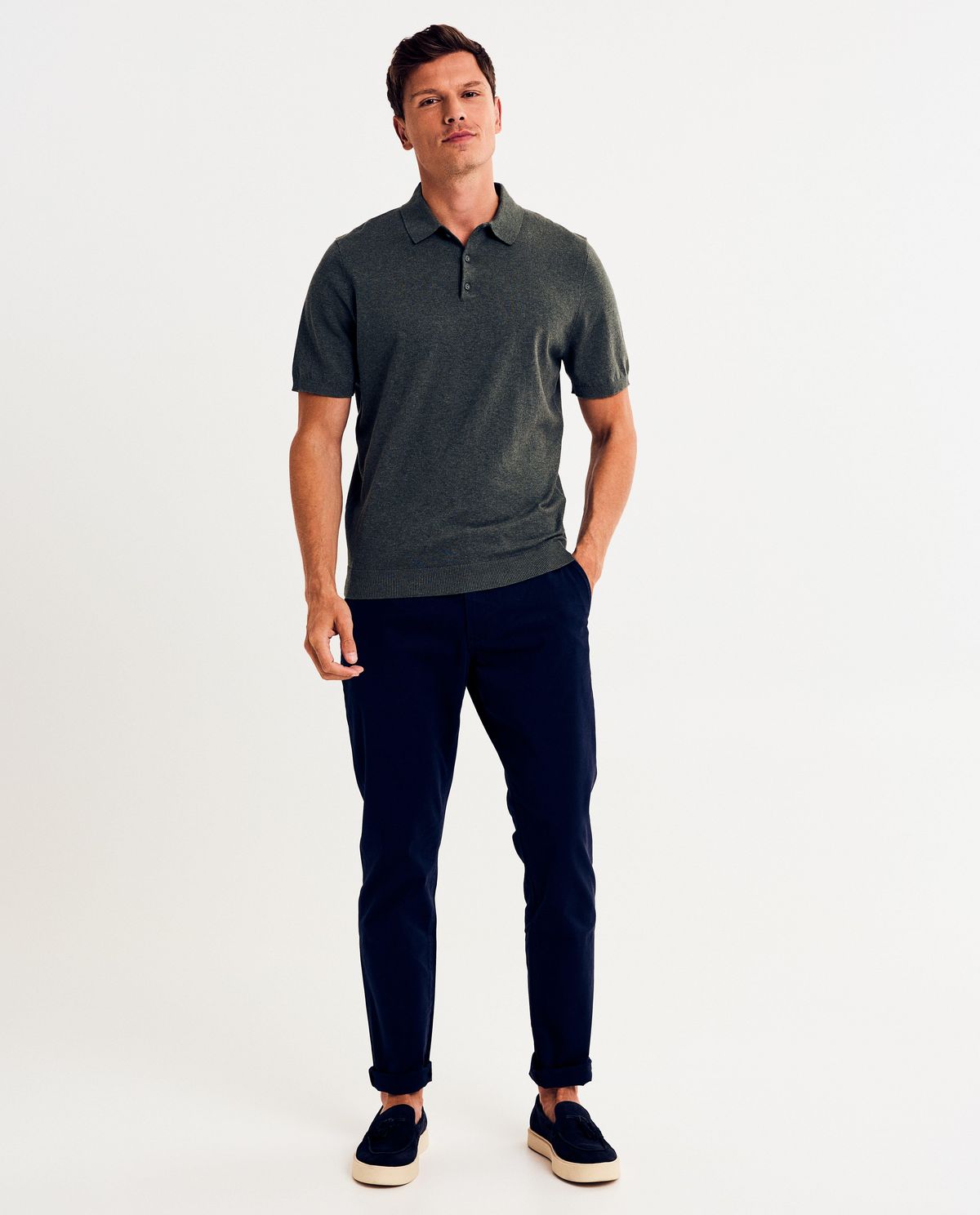Donkerblauwe chino, slim fit