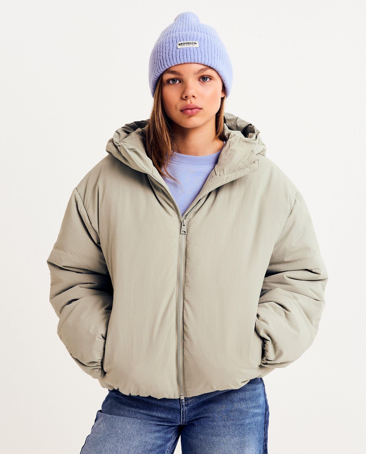 Pufferjas van gerecycleerd polyester, oversized fit