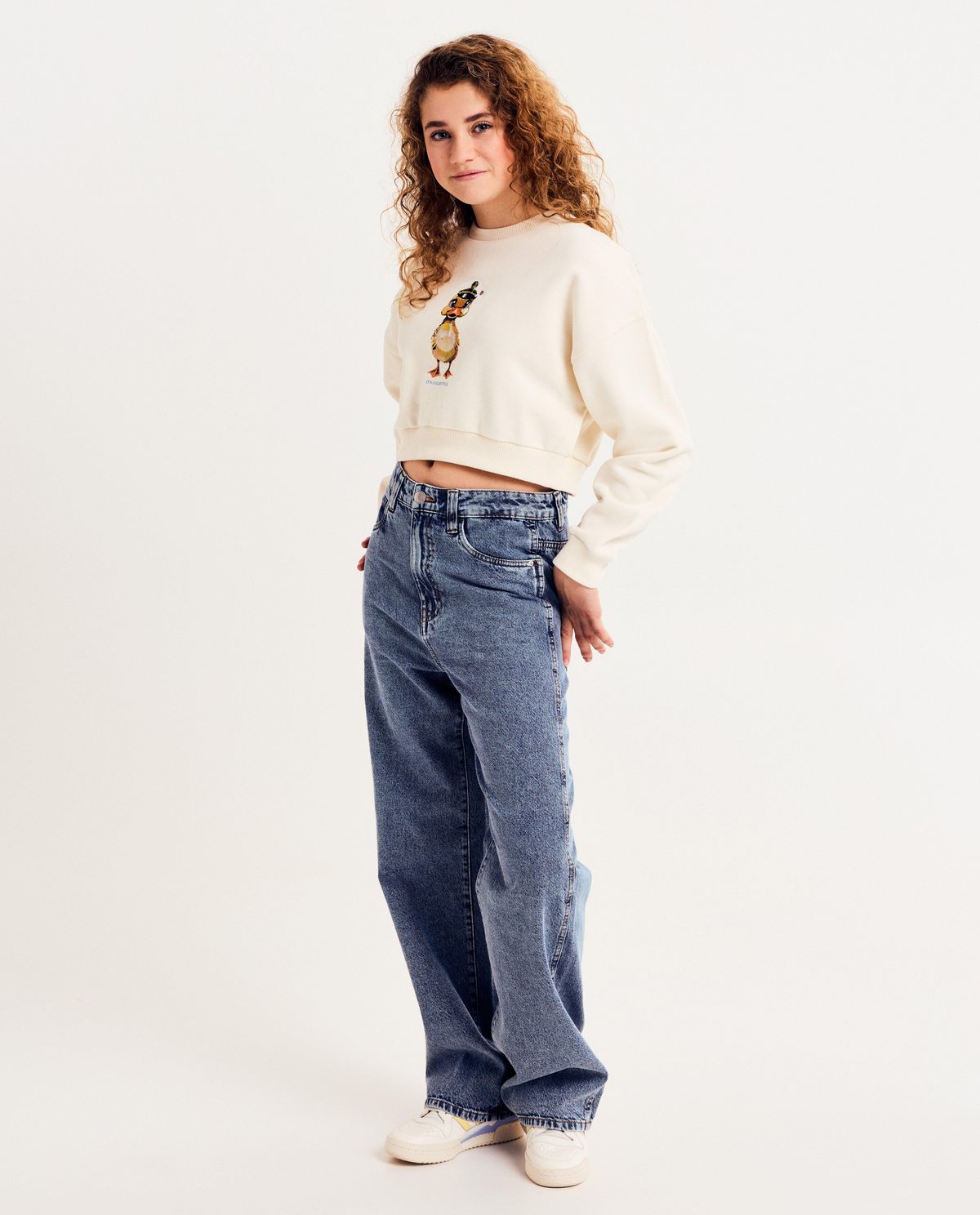 Blauwe jeans met carpenter details, straight fit