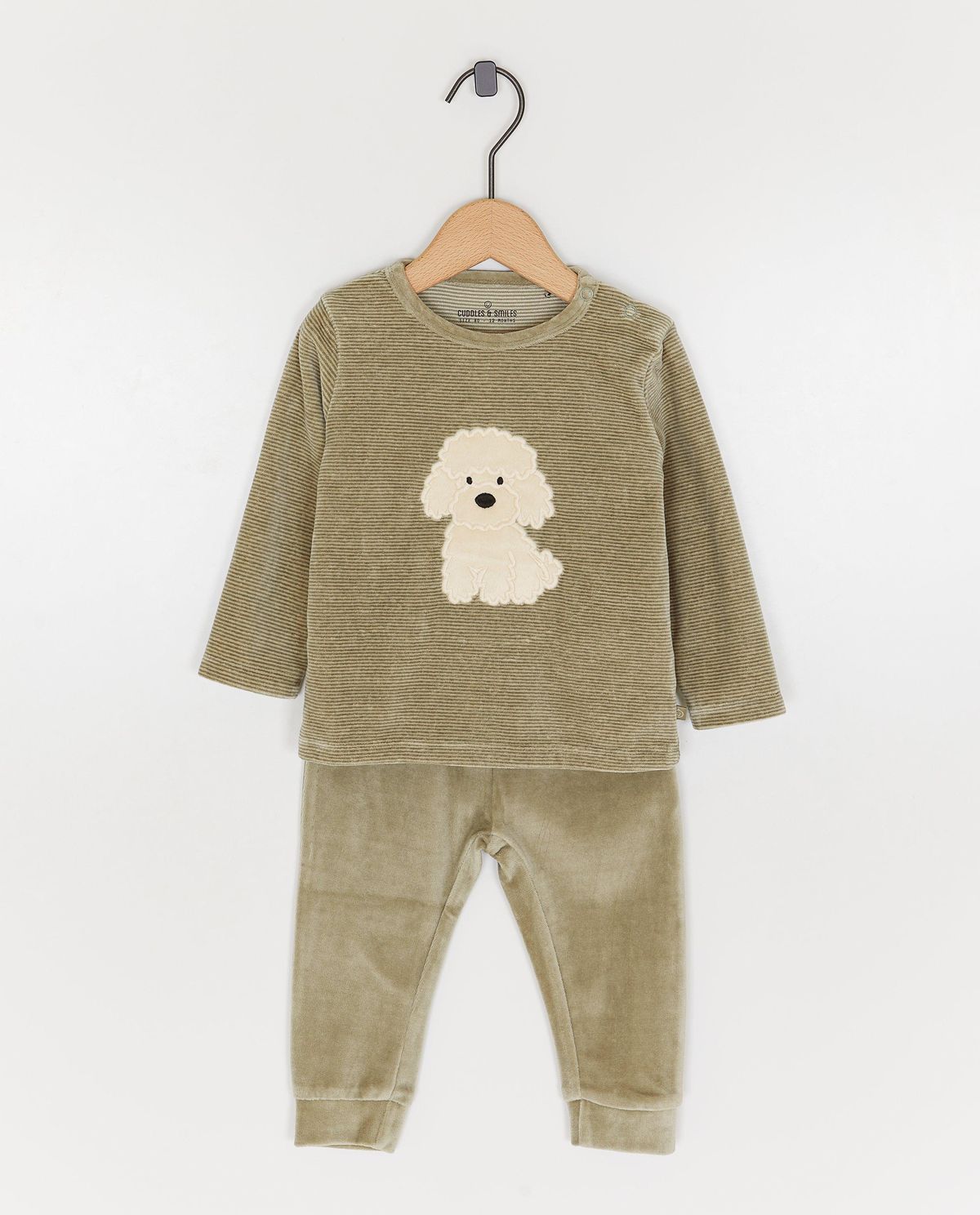 Fluwelen pyjama met bouclé hond