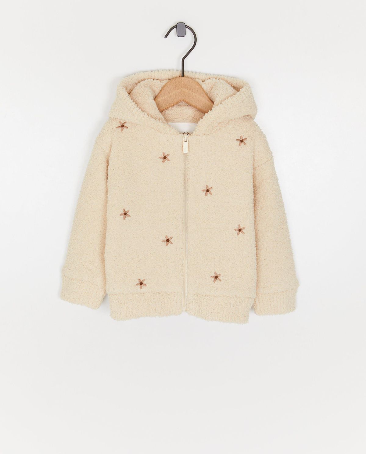 Teddy vest met geborduurde bloemen