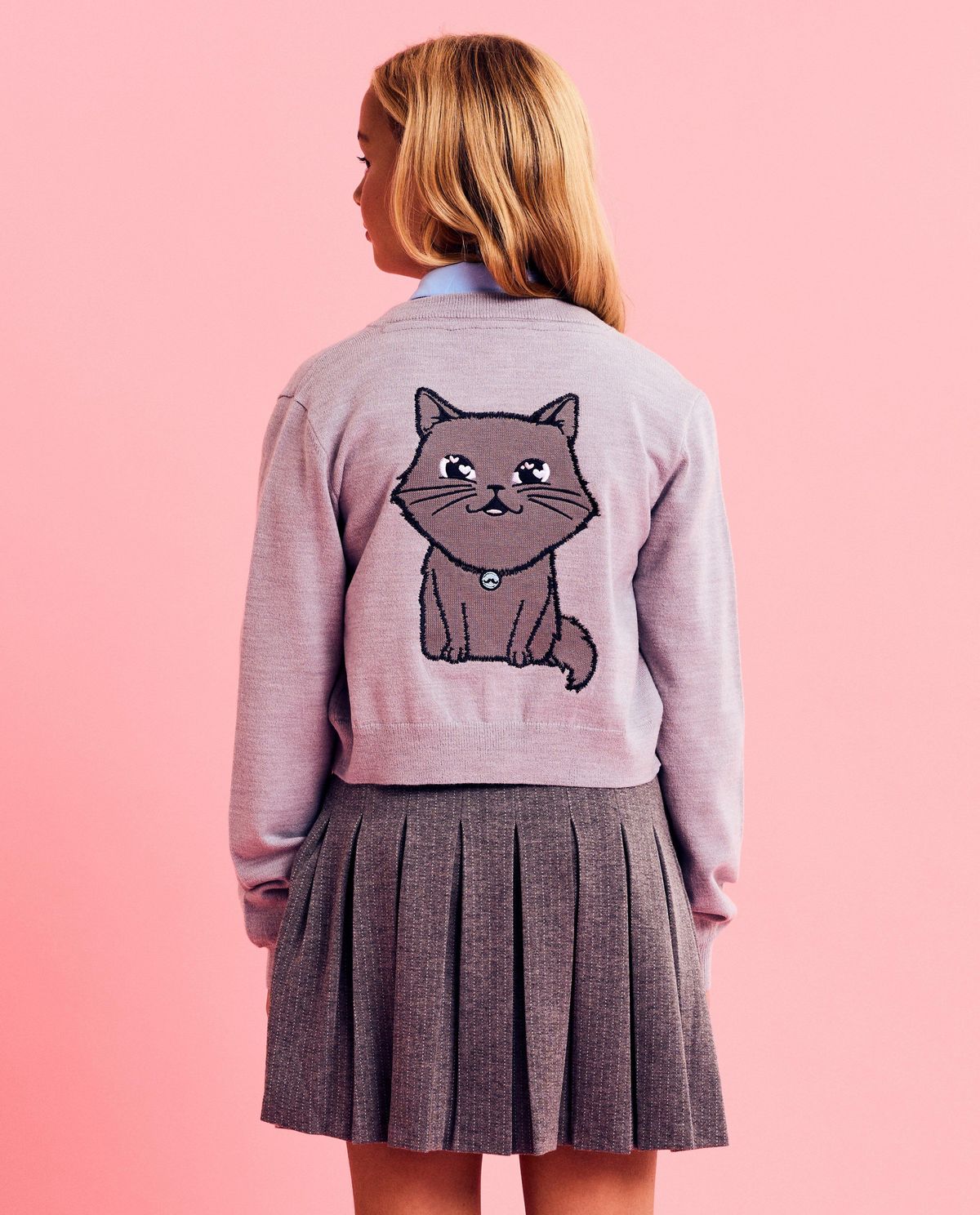 Cardigan met geborduurde backprint Moustache, 116-164