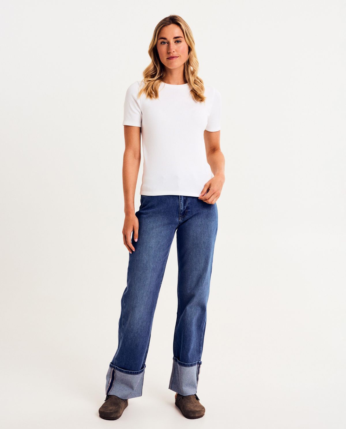 Jeans met omslag, straight fit
