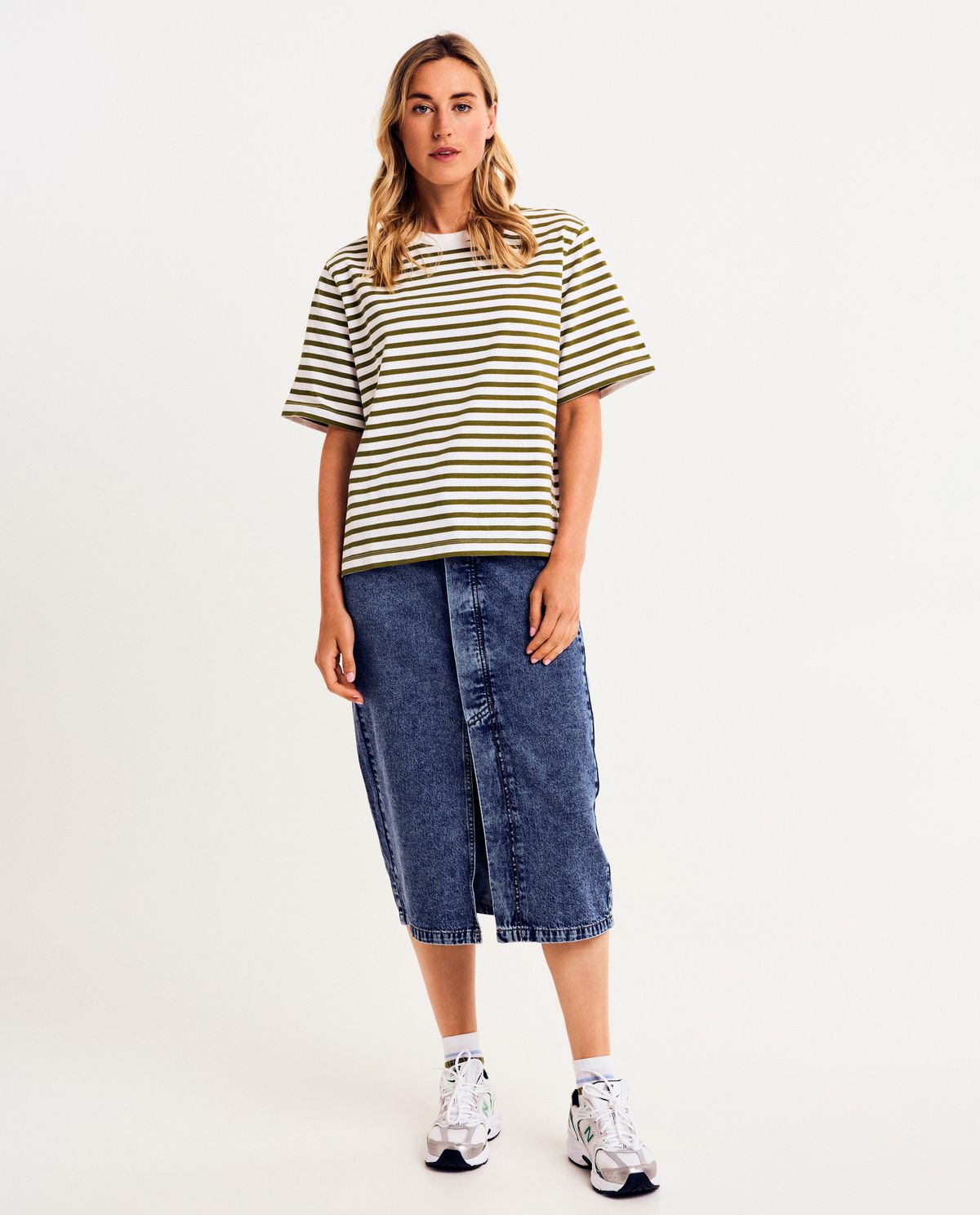 Blauwe jeansrok, straight fit