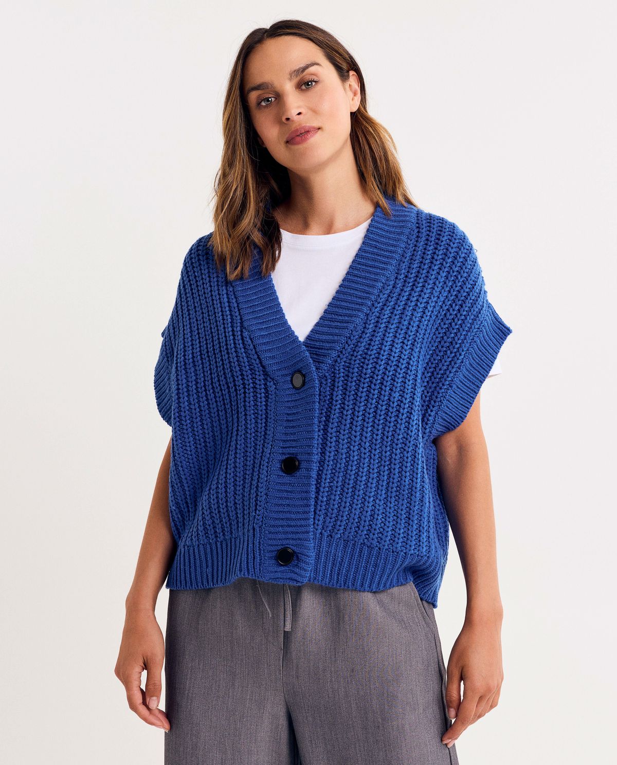 Blauwe cardigan