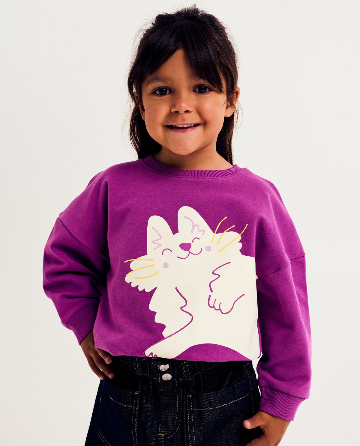 Sweater met print kat