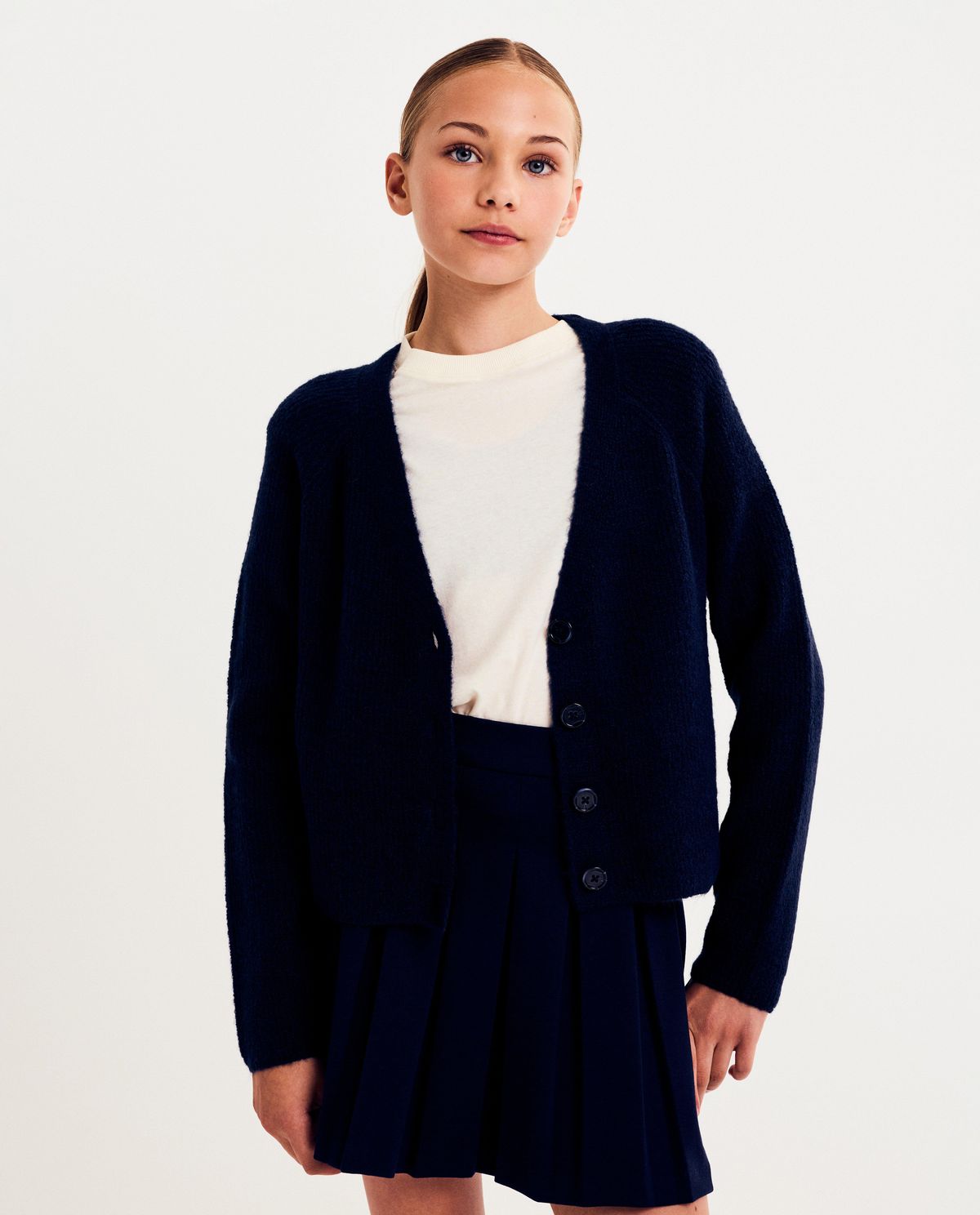 Donkerblauwe cardigan, loose fit