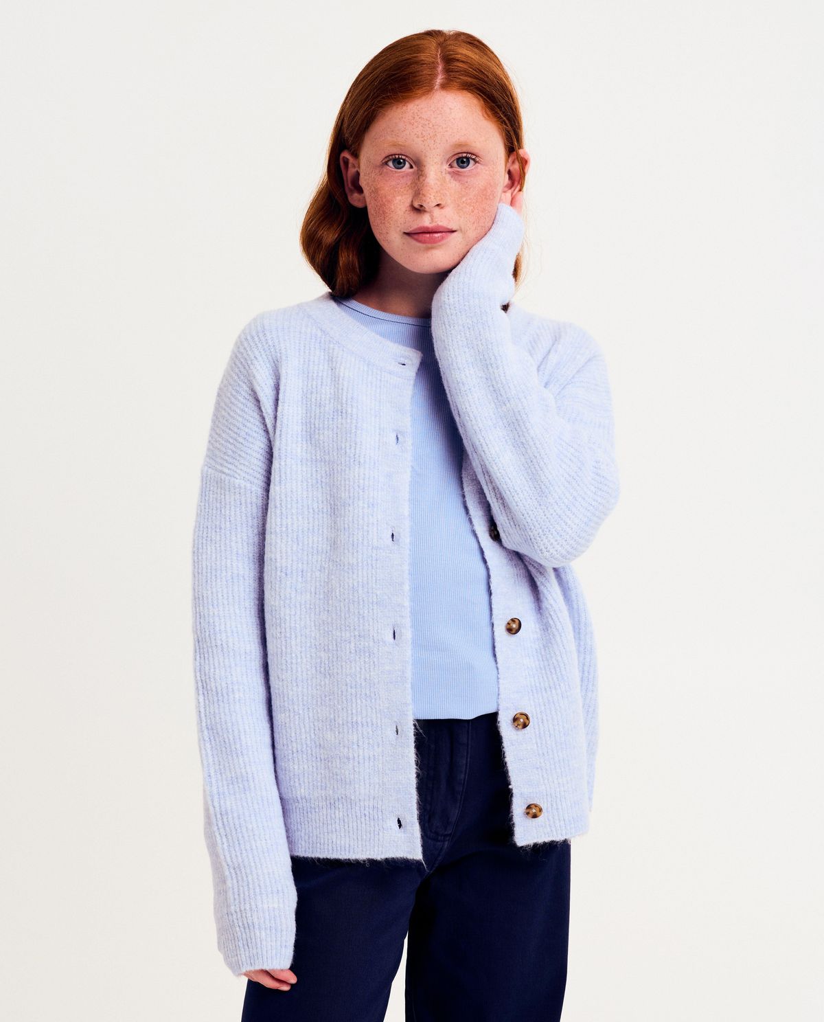 Blauwe cardigan