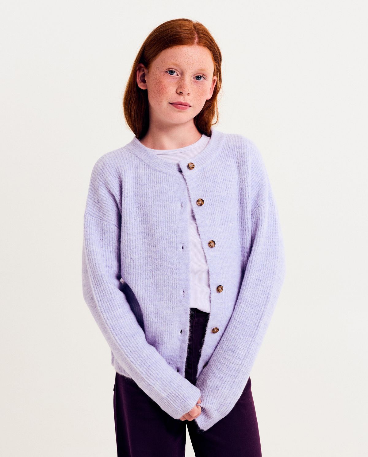 Paarse cardigan