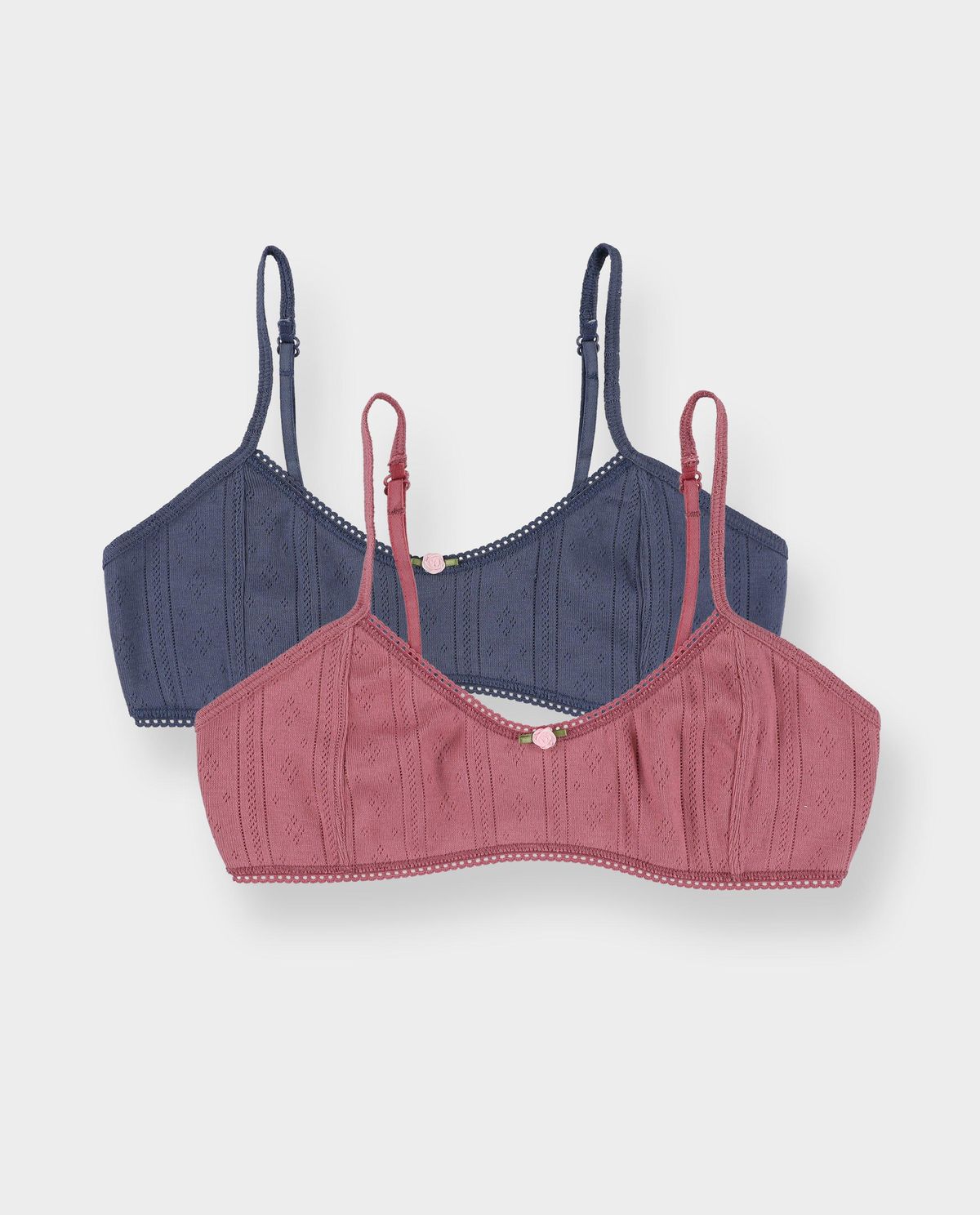 Set van 2 naadloze tops met ajour van 100% katoen, XXS-XL