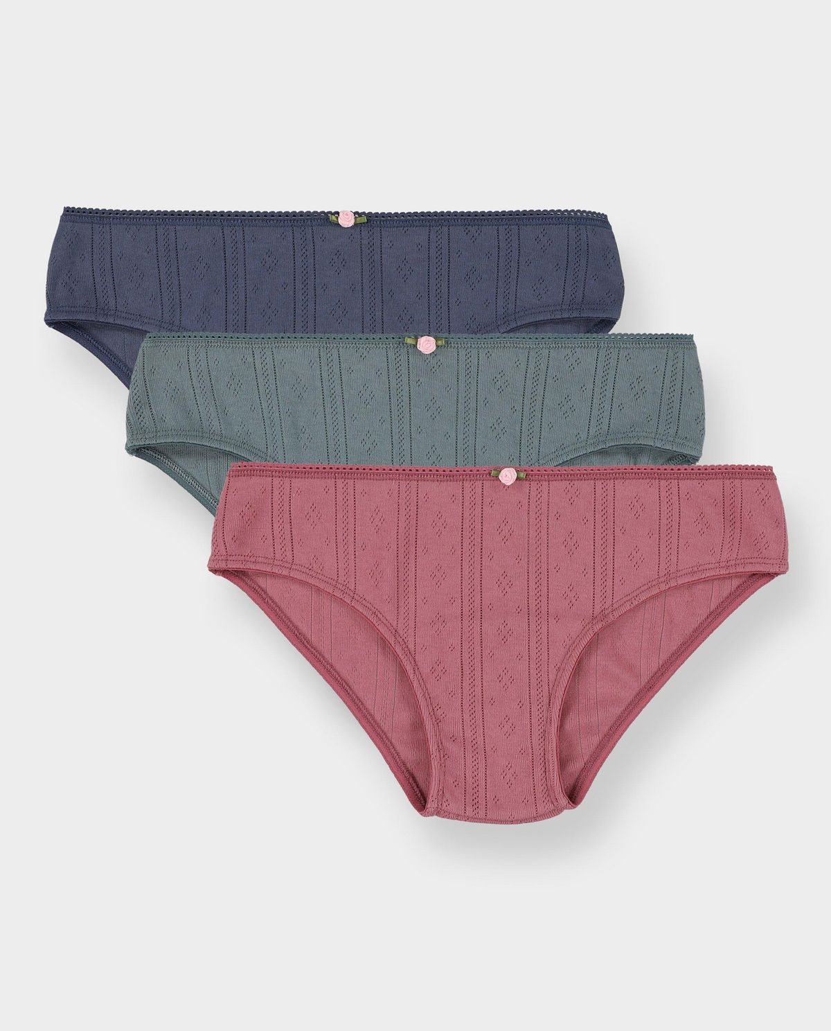 Set van 3 onderbroeken met ajour van 100% katoen, XXS-XL