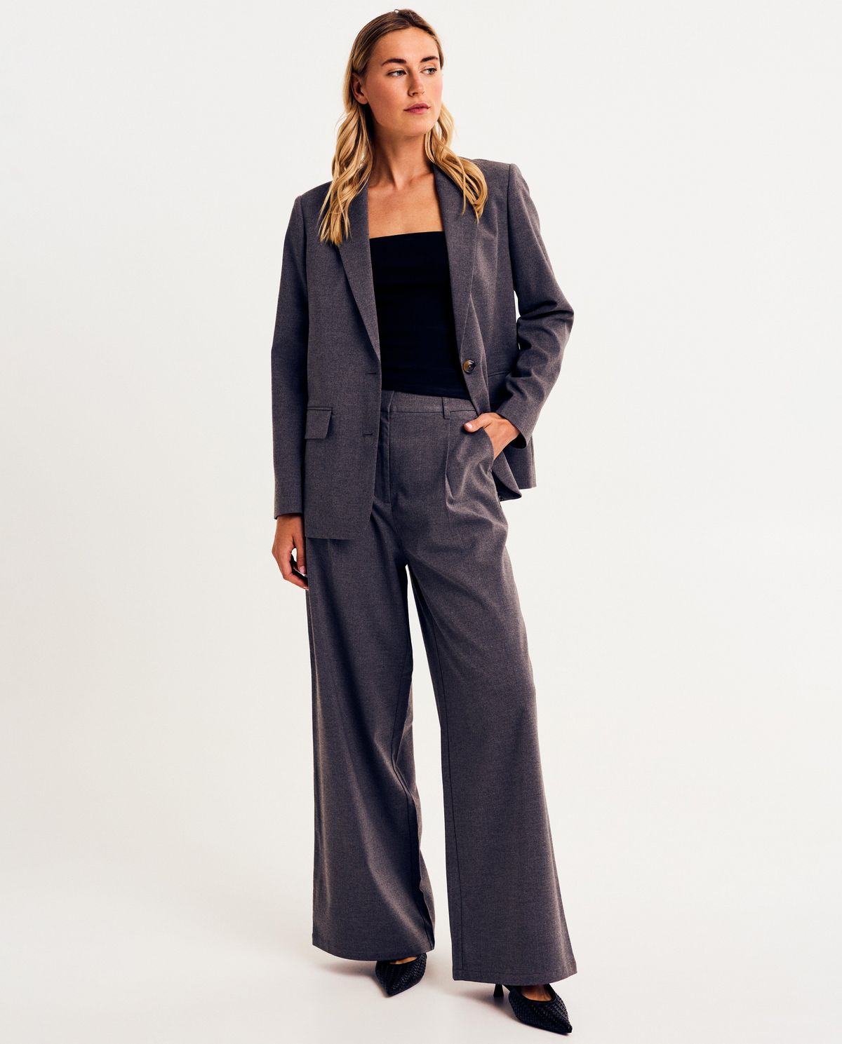 Grijze broek, wide fit