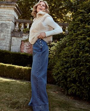 Blauwe jeans, wide leg fit - Dina Tersago