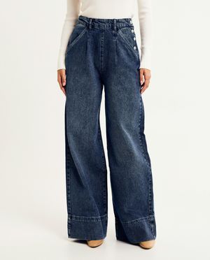 Jeans - Blauwe jeans, wide leg fit